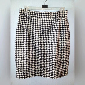 Mondi Vintage Wool Lined Mini Houndstooth Skirt Black White
